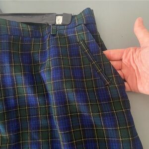 Vintage Green Blue Plaid Wool Skirt - Size 8 - Lined